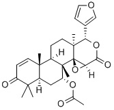 structure of CAS# 2753-30-2, Gedunine;D-Homo-24-Nor-17-Oxachola-1,20,22-Triene-3,16-Dione, 7-(Acetyloxy)-14,15:21,23-Diepoxy-4,4,8-Trimethyl-, (5.Alpha.,7.Alpha.,13.Alpha.,14.Beta.,15.Beta.,17A.Alpha.)-;Gedunine;Nsc113497