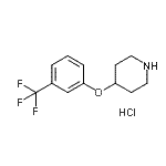 structure of CAS# 28033-33-2, 4-[3-(Trifluoromethyl)Phenoxy]Piperidine Hydrochloride (1:1);4-(3-(trifluoromethyl)phenoxy)piperidine hydrochloride;4-(3-trifluoromethyl-phenoxy)-piperidinehydrochloride;4-[3-(Trifluoromethyl)phenoxy]piperidine hydrochloride