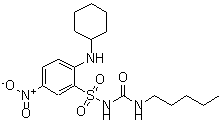 结构式 CAS# 284464-77-3, 2-(环己基氨基)-5-硝基-N-(戊基氨基甲酰)苯磺酰胺