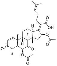 structure of CAS# 29400-42-8, Fumigacin;(2Z)-2-[(4S,5S,6S,8S,9S,10R,13R,14S,16S)-6,16-Diacetoxy-4,8,10,14-Tetramethyl-3,7-Dioxo-5,6,9,11,12,13,15,16-Octahydro-4H-Cyclopenta[A]Phenanthren-17-Ylidene]-6-Methyl-Hept-5-Enoic Acid;(2Z)-2-[(4S,5S,6S,8S,9S,10R,13R,14S,16S)-6,16-Diacetoxy-4,8,10,14-Tetramethyl-3,7-Dioxo-5,6,9,11,12,13,15,16-Octahydro-4H-Cyclopenta[A]Phenanthren-17-Ylidene]-6-Methylhept-5-Enoic Acid;(2Z)-2-[(4S,5S,6S,8S,9S,10R,13R,14S,16S)-6,16-Diacetoxy-3,7-Diketo-4,8,10,14-Tetramethyl-5,6,9,11,12,13,15,16-Octahydro-4H-Cyclopenta[A]Phenanthren-17-Ylidene]-6-Methyl-Hept-5-Enoic Acid