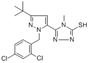 结构式 CAS# 306937-18-8, 5-[3-(叔丁基)-1-(2,4-二氯苄基)-1H-吡唑-5-基]-4-甲基-4H-1,2,4-三唑-3-硫醇