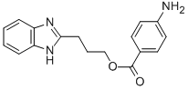 structure of CAS# 328117-25-5, 4-Amino-Benzoic Acid 3-(1 H-Benzoimidazol-2-Yl)-Propyl Ester;4-Aminobenzoic Acid 3-(1H-Benzimidazol-2-Yl)Propyl Ester;Zinc02566796;Sbb012303