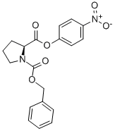 structure of CAS# 3304-59-4, Carbobenzyloxy-L-proline 4-nitrophenyl ester;Pyrrolidine-1,2-Dicarboxylic Acid O2-(4-Nitrophenyl) O1-(Phenylmethyl) Ester;Pyrrolidine-1,2-Dicarboxylic Acid O1-(Benzyl) O2-(4-Nitrophenyl) Ester;1,2-Pyrrolidinedicarboxylic Acid, 1-Benzyl P-Nitrophenyl Ester, L-