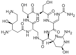 CAS#: 33103-21-8， 3,6-Diamino-N-[(6E)-3-(2-Amino-6-Hydroxy-3,4,5,6-Tetrahydropyrimidin-4-Yl)-6-[(Carbamoylamino)Methylidene]-9,12-Bis(Hydroxymethyl)-2,5,8,11,14-Pentaoxo-1,4,7,10,13-Pentazacyclohexadec-15-Yl]-4-Hydroxyhexanamide