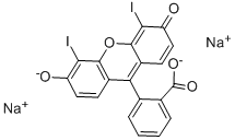 structure of CAS# 33239-19-9, 3',6'-Dihydroxy-4',5'-Diiodo-Spiro[Isobenzofuran-1(3H),9'-[9H]Xanthen]-3-One Sodium Salt (1:2);Disodium 4',5'-Diiodo-3-Oxo-Spiro[Isobenzofuran-1,9'-Xanthene]-3',6'-Diolate;Disodium 4',5'-Diiodo-3-Oxospiro[Isobenzofuran-1,9'-Xanthene]-3',6'-Diolate;Disodium 4',5'-Diiodo-3-Keto-Spiro[Isobenzofuran-1,9'-Xanthene]-3',6'-Diolate