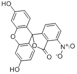 structure of CAS# 3326-35-0, 4-Nitrofluorescein;3',6'-Dihydroxy-6-Nitro-Spiro[Isobenzofuran-3,9'-Xanthene]-1-One;3',6'-Dihydroxy-6-Nitro-1-Spiro[Isobenzofuran-3,9'-Xanthene]One;3',6'-Dihydroxy-6-Nitro-Spiro[2-Benzofuran-3,9'-Xanthene]-1-One