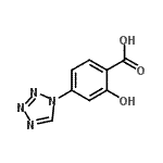structure of CAS# 332909-71-4, 2-Hydroxy-4-(1H-Tetrazol-1-Yl)Benzoic Acid;2-hydroxy-4-(1,2,3,4-tetraazolyl)benzoic acid;2-hydroxy-4-(1H-1,2,3,4-tetrazol-1-yl)benzoic acid;2-Hydroxy-4-(1H-tetrazol-1-yl)benzoic acid