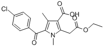 CAS 登录号：33369-29-8， 3-羧基-5-(4-氯苯甲酰基)-1,4-二甲基-1H-吡咯-2-乙酸乙酯