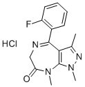结构式 CAS# 33754-49-3, 4-(2-氟苯基)-6,8-二氢-1,3,8-三甲基吡唑并[3,4-e][1,4]二氮杂卓-7(1H)-酮单盐酸盐