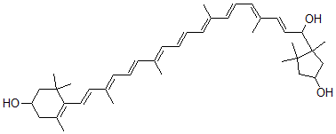 CAS 登录号：33981-79-2， 4-[(1E,3E,5E,7E,9E,11E,13E,15E,17E)-19-羟基-19-(4-羟基-1,2,2-三甲基环戊基)-3,7,12,16-四甲基十九碳-1,3,5,7,9,11,13,15,17-壬烯基]-3,5,5-三甲基环己-3-烯-1-醇