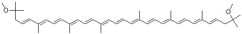 CAS#: 34255-08-8， (4E,6E,8E,10E,12E,14E,16E,18E,20E,22E,24E,26E,28E)-2,31-Dimethoxy-2,6,10,14,19,23,27,31-Octamethyldotriaconta-4,6,8,10,12,14,16,18,20,22,24,26,28-Tridecaene