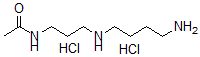 structure of CAS# 34450-16-3, N-[3-(4-Aminobutylamino)Propyl]Acetamide Dihydrochloride;N-[3-(4-Aminobutylamino)Propyl]Ethanamide Dihydrochloride;N-(3-((4-Aminobutyl)Amino)Propyl)Acetamide Dihydrochloride;Acetamide, N-(3-((4-Aminobutyl)Amino)Propyl)-, Dihydrochloride
