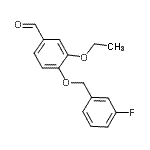 structure of CAS# 346459-54-9, 3-Ethoxy-4-[(3-Fluorobenzyl)Oxy]Benzaldehyde;3-ethoxy-4-[(3-fluorophenyl)methoxy]benzaldehyde;BENZALDEHYDE,3-ETHOXY-4-[(3-FLUOROPHENYL)METHOXY]-;MFCD01990236
