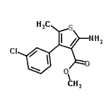 structure of CAS# 350989-61-6, Methyl 2-Amino-4-(3-Chlorophenyl)-5-Methyl-3-Thiophenecarboxylate;2-Amino-4-(2,5-dimethylphenyl)-5-methylthiophene;2-AMINO-4<wbr>-(2,5-DIM<wbr>ETHYL-PHE<wbr>NYL)-THIO<wbr>PHENE-3-C<wbr>ARBOXYLIC<wbr> ACID MET<wbr>HYL ESTER;2-Amino-4-(3-chlorophenyl)-5-methyl-thiophene-3-