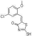 structure of CAS# 352700-55-1, (5E)-5-(5-Chloro-2-Methoxybenzylidene)-2-Sulfanyl-1,3-Thiazol-4(5H)-One;(5E)-5-(5<wbr>-Chloro-2<wbr>-methoxyb<wbr>enzyliden<wbr>e)-2-merc<wbr>apto-1,3-<wbr>thiazol-4<wbr>(5H)-one;5-(5-chlo<wbr>ro-2-meth<wbr>oxybenzyl<wbr>idene)-2-<wbr>thioxo-1,<wbr>3-thiazol<wbr>idin-4-one;AK-968/12383136
