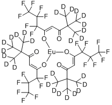 structure of CAS# 36393-27-8, Tris(6,6,7,7,8,8,8-heptafluoro-2,2-di(2H3)methyl(1,1,1-2H3)octane-3,5-dionato-O,O)europium;Eu(Fod)3-D27,  Europium(III)-Tris(1,1,1,2,2,3,3-Heptafluoro-7,7-Dimethyl-4,6-Octanedionate)-D27;Tris[6,6,7,7,8,8,8-Heptafluoro-2,2-Di[2H3]Methyl[1,1,1-2H3]Octane-3,5-Dionato-O,O']Europium;TRIS(6,6,7,7,8,8,8-HEPTAFLUORO-2,2-DIMETHYL-3,5-OCTANEDIONATE)EUROPIUM (III)-DEUTERATED
