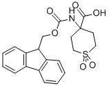 structure of CAS# 369402-96-0, 4-N-Fmoc-Amino-4-Carboxy-1,1-Dioxa-Tetrahydrothiopyran;4-(9H-Fluoren-9-Ylmethoxycarbonylamino)-1,1-Dioxo-Thiane-4-Carboxylate;4-[(9H-Fluoren-9-Ylmethoxy-Oxomethyl)Amino]-1,1-Dioxo-4-Thianecarboxylate;4-(9H-Fluoren-9-Ylmethoxycarbonylamino)-1,1-Diketo-Thiane-4-Carboxylate