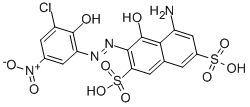 结构式 CAS# 3769-62-8, 5-氨基-3-((3-氯-2-羟基-5-硝基苯基)偶氮)-4-羟基萘-2,7-二磺酸