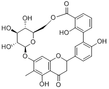 CAS#: 39262-31-2， 5'-[7-(beta-D-Glucopyranosyloxy)-3,4-Dihydro-5-Hydroxy-6-Methyl-4-Oxo-2H-1-Benzopyran-2-Yl]-2,2'-Dihydroxy[1,1'-Biphenyl]-3-Carboxylic Acid, Intramol. 3,6'''-Ester