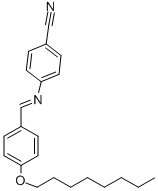 structure of CAS# 41682-73-9, 4-Octyloxybenzylidene-4'-Cyanoaniline;4-[(4-Octoxyphenyl)Methyleneamino]Benzonitrile;4-[(4-Octoxybenzylidene)Amino]Benzonitrile;Fr-0331