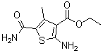 structure of CAS# 43028-63-3, Ethyl 2-Amino-5-Carbamoyl-4-Methyl-3-Thiophenecarboxylate;2-Amino-5-{[1-(2-chlorophenyl)ethyl]thio}-1,3,4-thiadiazole;2-Amino-5-carbamoyl-4-methyl-thiophene-3-carboxyli;2-Amino-5<wbr>-carbamoy<wbr>l-4-methy<wbr>l-thiophe<wbr>ne-3-carb<wbr>oxylic ac<wbr>id ethyl <wbr>ester