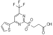 structure of CAS# 436088-50-5, 3-(4-Thiophen-2-Yl-6-Trifluoromethyl-Pyrimidine-2-Sulfonyl)-Propionic Acid