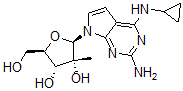 CAS 登录号：443642-41-9， N4-环丙基-7-(2-C-甲基-beta-D-呋喃核糖基)-7H-吡咯并[2,3-d]嘧啶-2,4-二胺