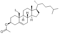 结构式 CAS# 4561-90-4, 19-碘-5-胆甾烯-3beta-醇 3-乙酸酯