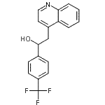 structure of CAS# 493024-38-7, 2-(4-Quinolinyl)-1-[4-(Trifluoromethyl)Phenyl]Ethanol;2-(4-quinolyl)-1-[4-(trifluoromethyl)phenyl]ethan-1-ol;2-(quinolin-4-yl)-1-(4-(trifluoromethyl)phenyl)ethanol;2-Quinolin-4-yl-1-(4-trifluoromethylphenyl)ethanol