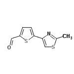 structure of CAS# 499770-66-0, 5-(2-Methyl-1,3-Thiazol-4-Yl)-2-Thiophenecarbaldehyde;5-(2-Methyl-1,3-thiazol-4-yl)-thiophene-2-carbaldehyde;5-(2-Methyl-1,3-thiazol-4-yl)thiophene-2-carboxaldehyde;MFCD02682090
