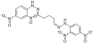 structure of CAS# 5085-07-4, Glutaraldehyde 2,4-Dinitrophenylhydrazone;Glutaraldehyde  2,4-Dinitrophenylhydrazone,  Glutaraldehyde-2,4-DNPH  Solution;GLUTARALDEHYDE BIS(2,4-DINITROPHENYL-HYD RAZONE), ENVIRONMENTAL STD, 99%;Glutaraldehyde 2,4-Dinitrophenylhydrazone (Purity)