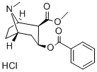 structure of CAS# 53-21-4, Cocaine Hydrochloride;(1R,2R,3S,5R)-3-Benzoyloxy-8-Methyl-8-Azabicyclo[3.2.1]Octane-2-Carboxylic Acid Methyl Ester Hydrochloride;Methyl (1R,2R,3S,5R)-8-Methyl-3-(Phenylcarbonyloxy)-8-Azabicyclo[3.2.1]Octane-2-Carboxylate Hydrochloride;Sal De Merck