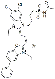 CAS#: 53014-11-2， 2-[3-[1-[4-[(Acetamido)Sulphonyl]Butyl]-5,6-Dichloro-3-Ethyl-1,3-Dihydro-2H-Benzimidazol-2-Ylidene]Prop-1-Enyl]-3-Ethyl-5-Phenylbenzoxazolium Bromide