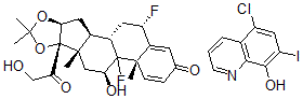 CAS#: 53262-68-3， (6alpha,11beta,16alpha)-6,9-Difluoro-11,21-dihydroxy-16,17-((1-methylethylidene)bis(oxy))-Pregna-1,4-diene-3,20-dione mixt. with 5-chloro-7-iodo-8-quinolinol