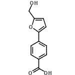 structure of CAS# 53782-69-7, 4-[5-(Hydroxymethyl)-2-Furyl]Benzoic Acid;4-(5-(hydroxymethyl)furan-2-yl)benzoic acid;4-(5-Hydroxymethyl-furan-2-yl)-benzoic acid;4-(5-HYDROXYMETHYL-FURAN-2-YL)-BENZOICACID