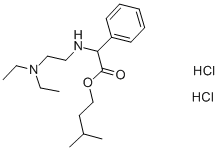 structure of CAS# 54-30-8, Camylofine Dihydrochloride;Diethyl-[2-(2-Isopentyloxy-2-Oxo-1-Phenyl-Ethyl)Ammonioethyl]Ammonium Dichloride;Diethyl-[2-(2-Isopentyloxy-2-Oxo-1-Phenylethyl)Ammonioethyl]Ammonium Dichloride;Diethyl-[2-(2-Isoamoxy-2-Keto-1-Phenyl-Ethyl)Ammonioethyl]Ammonium Dichloride