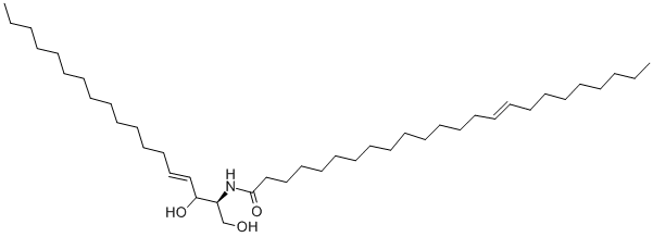 structure of CAS# 54164-50-0, Nervonic Ceramide;D-Erythro-1,3-Dihydroxy-2-(Cis-15-Tetra- Cosenoylamido)-Trans-4-Octadecene;Nervonyl Ceramide, N-[Cis-Tetracosenoyl]-D-Sphingosine;N-Cis-15-Tetracosenoyl-C18-Sphingosine