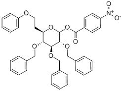structure of CAS# 54423-54-0, [3,4,5-Tris(Phenylmethoxy)-6-(Phenylmethoxymethyl)Oxan-2-Yl] 4-Nitrobenzoate;[3,4,5-Tris(Phenylmethoxy)-6-(Phenylmethoxymethyl)Tetrahydropyran-2-Yl] 4-Nitrobenzoate;4-Nitrobenzoic Acid [3,4,5-Tris(Phenylmethoxy)-6-(Phenylmethoxymethyl)-2-Tetrahydropyranyl] Ester;4-Nitrobenzoic Acid [3,4,5-Tris(Benzyloxy)-6-(Benzyloxymethyl)Tetrahydropyran-2-Yl] Ester