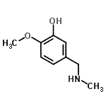 structure of CAS# 54542-57-3, 2-Methoxy-5-[(Methylamino)Methyl]Phenol;2-methoxy-5-[(methylamino)methyl]phenol;MFCD05859186;A3725/0157854