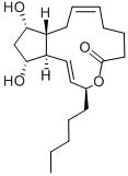 structure of CAS# 55314-49-3, (1R,3E,10S,11E,13R,14R,16S)-14,16-dihydroxy-10-pentyl-9-oxabicyclo[11.3.0]hexadeca-3,11-dien-8-one;(1R,3E,10S,11E,13R,14R,16S)-10-Amyl-14,16-Dihydroxy-9-Oxabicyclo[11.3.0]Hexadeca-3,11-Dien-8-One;Brn 1262372;Pgf2-Alpha 1,15-Lactone