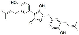 CAS 登录号：57744-69-1， 4-羟基-3-[4-羟基-3-(3-甲基-2-丁烯基)苯基]-5-[(Z)-[4-羟基-3-(3-甲基-2-丁烯基)苯基]亚甲基]-2(5H)-呋喃酮