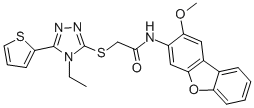 结构式 CAS# 577986-57-3, 2-[[4-乙基-5-(2-噻吩基)-4H-1,2,4-三唑-3-基]硫代]-N-(2-甲氧基-3-二苯并呋喃基)-乙酰胺