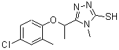 structure of CAS# 588673-53-4, 5-[1-(4-Chloro-2-Methylphenoxy)Ethyl]-4-Methyl-4H-1,2,4-Triazole-3-Thiol;5-[(4-chl<wbr>oro-2-met<wbr>hylphenox<wbr>y)ethyl]-<wbr>4-methyl-<wbr>1,2,4-tri<wbr>azole-3-t<wbr>hiol;5-[1-(4-C<wbr>hloro-2-m<wbr>ethylphen<wbr>oxy)ethyl<wbr>]-4-methy<wbr>l-4H-1,2,<wbr>4-triazol<wbr>e-3-thiol;MFCD03943472