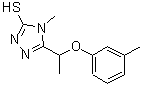 structure of CAS# 588673-54-5, 4-Methyl-5-[1-(3-Methylphenoxy)Ethyl]-4H-1,2,4-Triazole-3-Thiol;4-methyl-5-[(3-methylphenoxy)ethyl]-1,2,4-triazole-3-thiol;4-Methyl-<wbr>5-[1-(3-m<wbr>ethylphen<wbr>oxy)ethyl<wbr>]-4H-1,2,<wbr>4-triazol<wbr>e-3-thiol;MFCD03943474