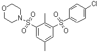 结构式 CAS# 5922-56-5, 4-[3-(4-氯苯基)磺酰基-2,5-二甲基-苯基]磺酰基吗啉
