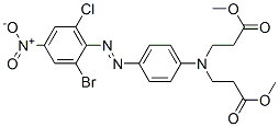 CAS 登录号：59709-38-5， N-[4-[(2-溴-6-氯-4-硝基苯基)偶氮]苯基]-N-(3-甲氧基-3-氧代丙基)-beta-丙氨酸甲酯