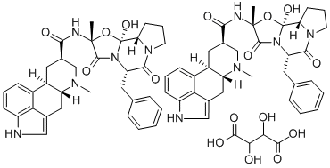 structure of CAS# 5989-77-5, Dihydroergotamine Tartrate;9,10-Dihydroergotamine Tartrate;Bis(5'Alpha-Benzyl-9,10Alpha-Dihydro-12'-Hydroxy-2'-Methylergotaman-3',6',18-Trione) (R-(R*,R*))-Tartrate;Dihydroergotamine Tartrate (2:1)