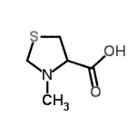 结构式 CAS# 60129-40-0, 3-甲基-1,3-噻唑烷-4-羧酸