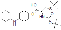 structure of CAS# 60143-30-8, N-[(1,1-Dimethylethoxy)Carbonyl]-S-(1,1-Dimethylethyl)-L-Cysteine N-Cyclohexylcyclohexanamine (1:1);T-BUTYLOXYCARBONYL-S-T-BUTYL-L-CYSTEINE;BOC-CYSTEINE(TBU)-OH DCHA;BOC-(S)-TERT-BUTYL-L-CYS