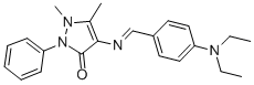 structure of CAS# 61098-09-7, 4-(4-(Diethylamino)Benzylideneamino)Antipyrine;4-[(4-Diethylaminophenyl)Methyleneamino]-1,5-Dimethyl-2-Phenyl-Pyrazol-3-One;4-[(4-Diethylaminophenyl)Methyleneamino]-1,5-Dimethyl-2-Phenyl-3-Pyrazolone;4-[(4-Diethylaminobenzylidene)Amino]-1,5-Dimethyl-2-Phenyl-Pyrazol-3-One
